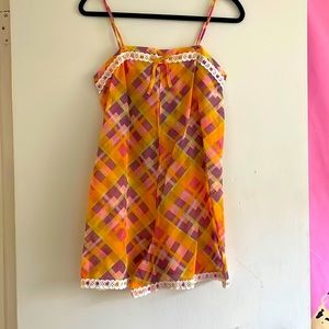 Vintage sheer plaid romper 1960s/1970s XS